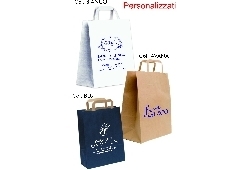 Art. EGO053 Shoppers in carta Kraft F.to 20+10x32 manico a piattina, imballo 400 pz.