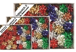 Art. FS617VIC, Coccardine stelle a nastro per confezioni regalo conf. 100 pz.