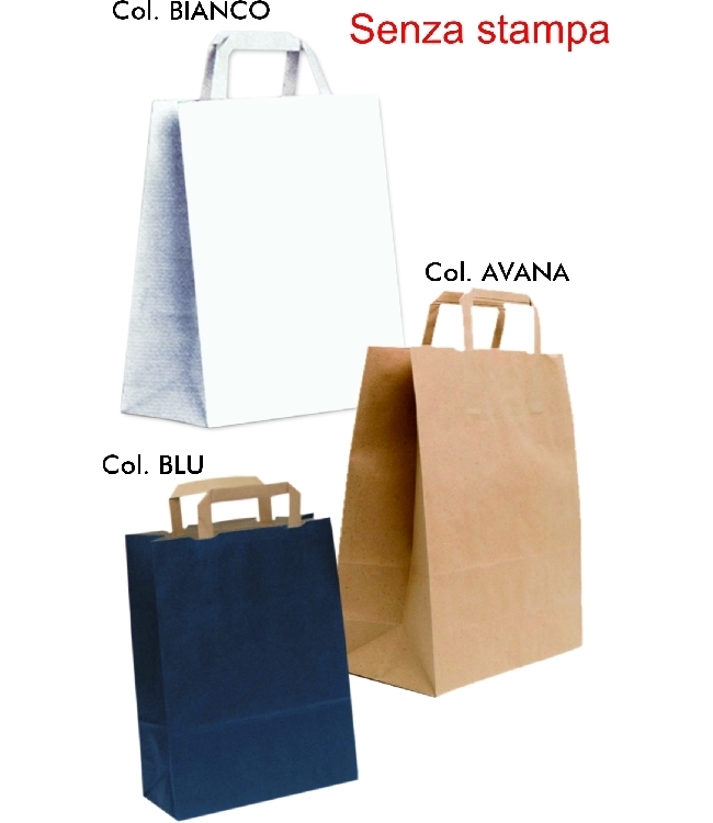 Art. EGO054 Shoppers in carta Kraft F.to 24+10x32 manico a piattina, imballo 400 pz.