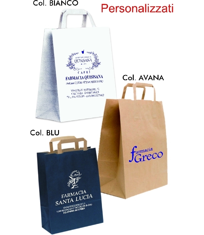 Art. EGO055 Shoppers in carta Kraft F.to 26+12x40 manico a piattina, imballlo 325 pz.