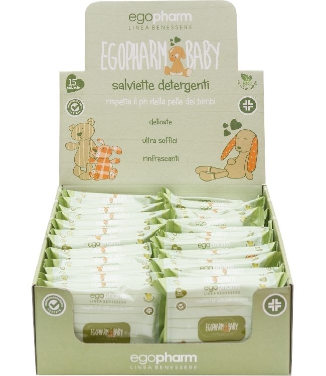 Art. Ego 805 Salviette imbevute agli estratti bio. COnfezione Pocket da 15 pz