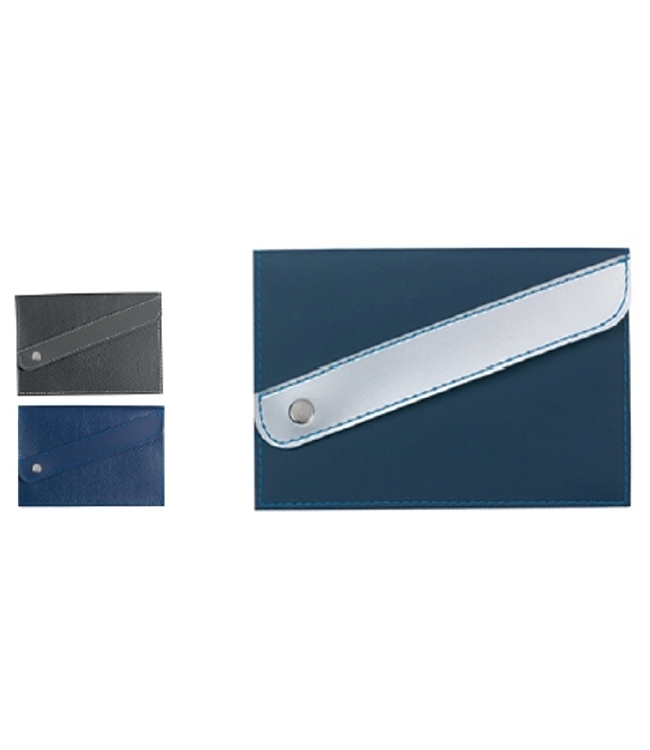 Art. FS060N, Portadocumenti in similpelle con cuciture, chiusura con bottone.
