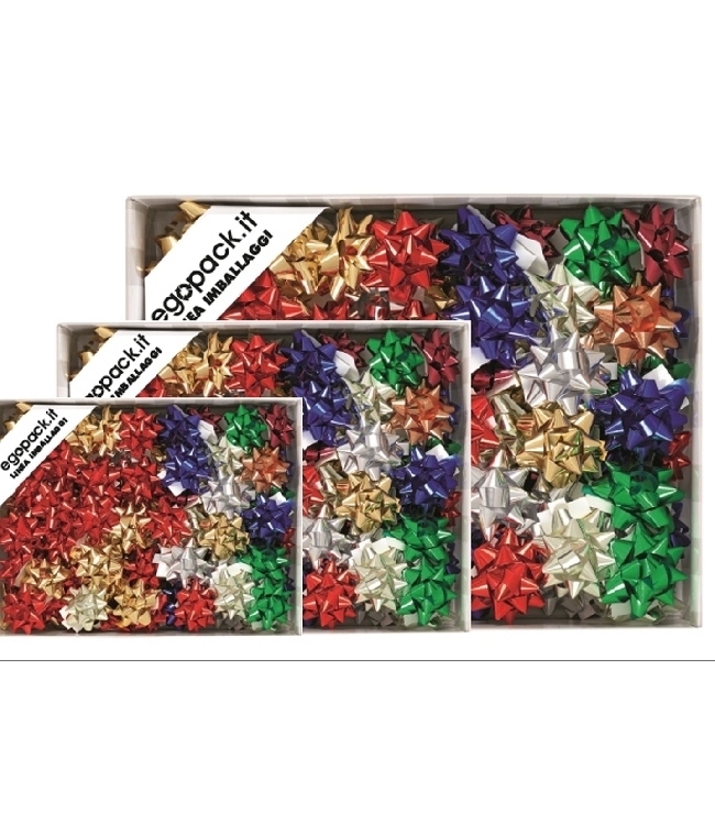 Art. FS619VIC, Coccardine stelle a nastro per confezioni regalo.